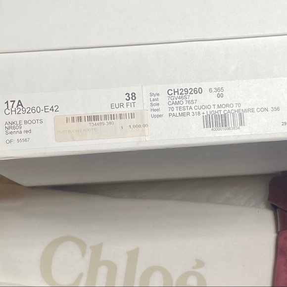 CHLOÉ Burgundy Red Suede Foldover Chunky Heel Booties, Size 38 - Picture 11 of 14